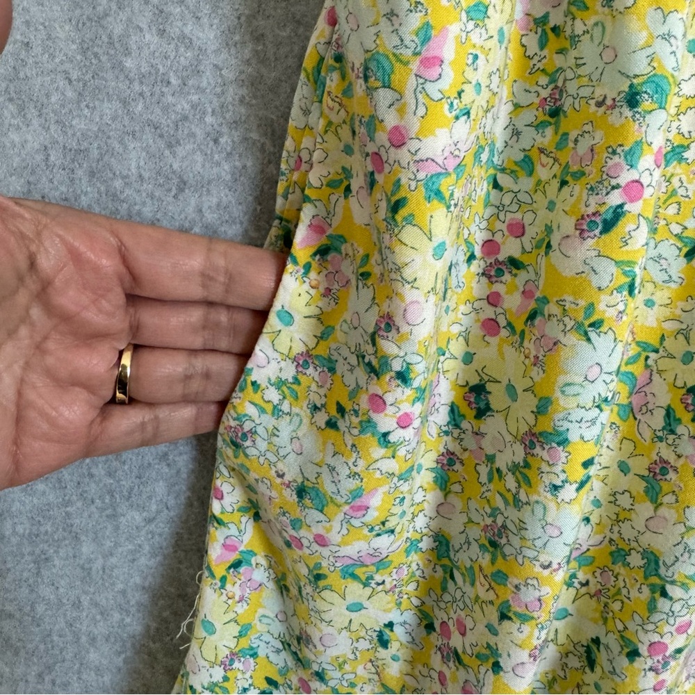 Torrid Yellow Floral Dress Womens 1 1X 14-16 Mini Challis Tiered Sleeveless Tank - Picture 5 of 14